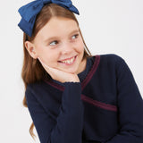 קשת סאטן עם סרט - כחול