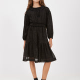 שמלה עם עיטורי קטיפה - שחור