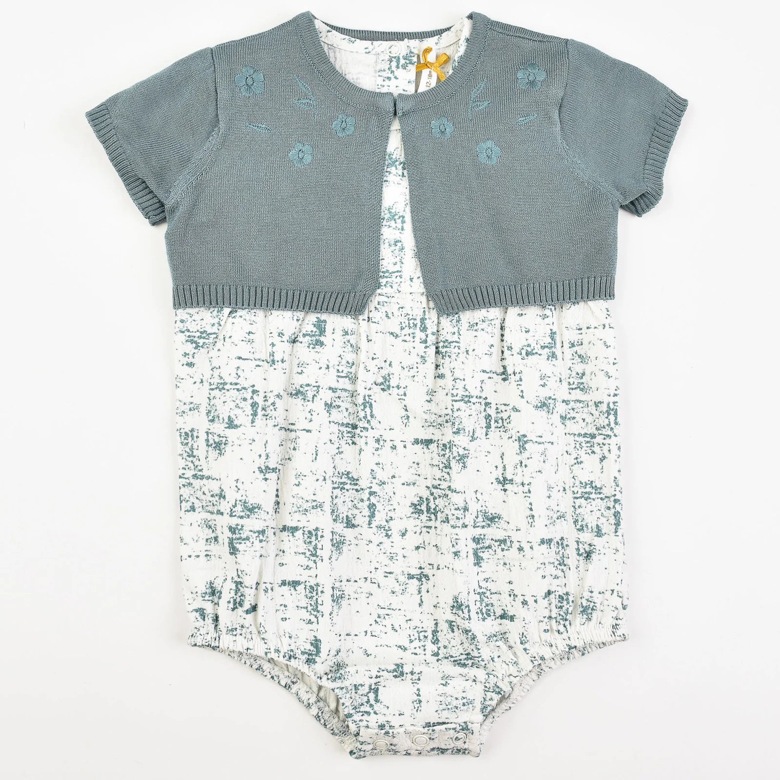 אוברול טקסטורה עם קרדיגן - ירוק 18-24