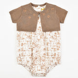 אוברול טקסטורה עם קרדיגן - בז׳ 18-24