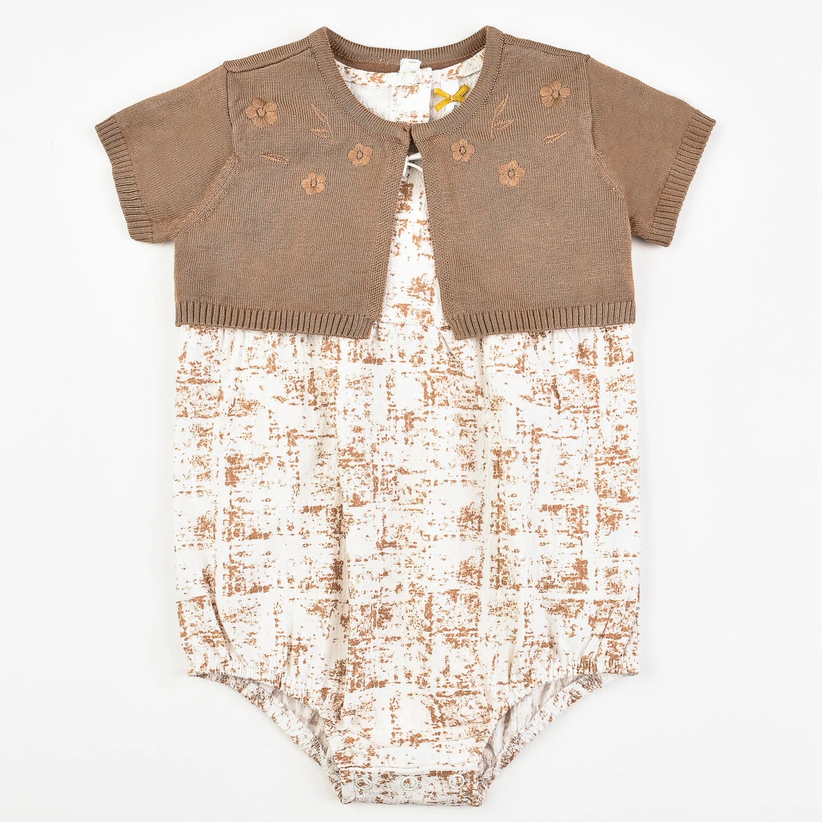 אוברול טקסטורה עם קרדיגן - בז׳ 18-24