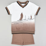 הדפס אוניות בנים סט  - חום 24-30