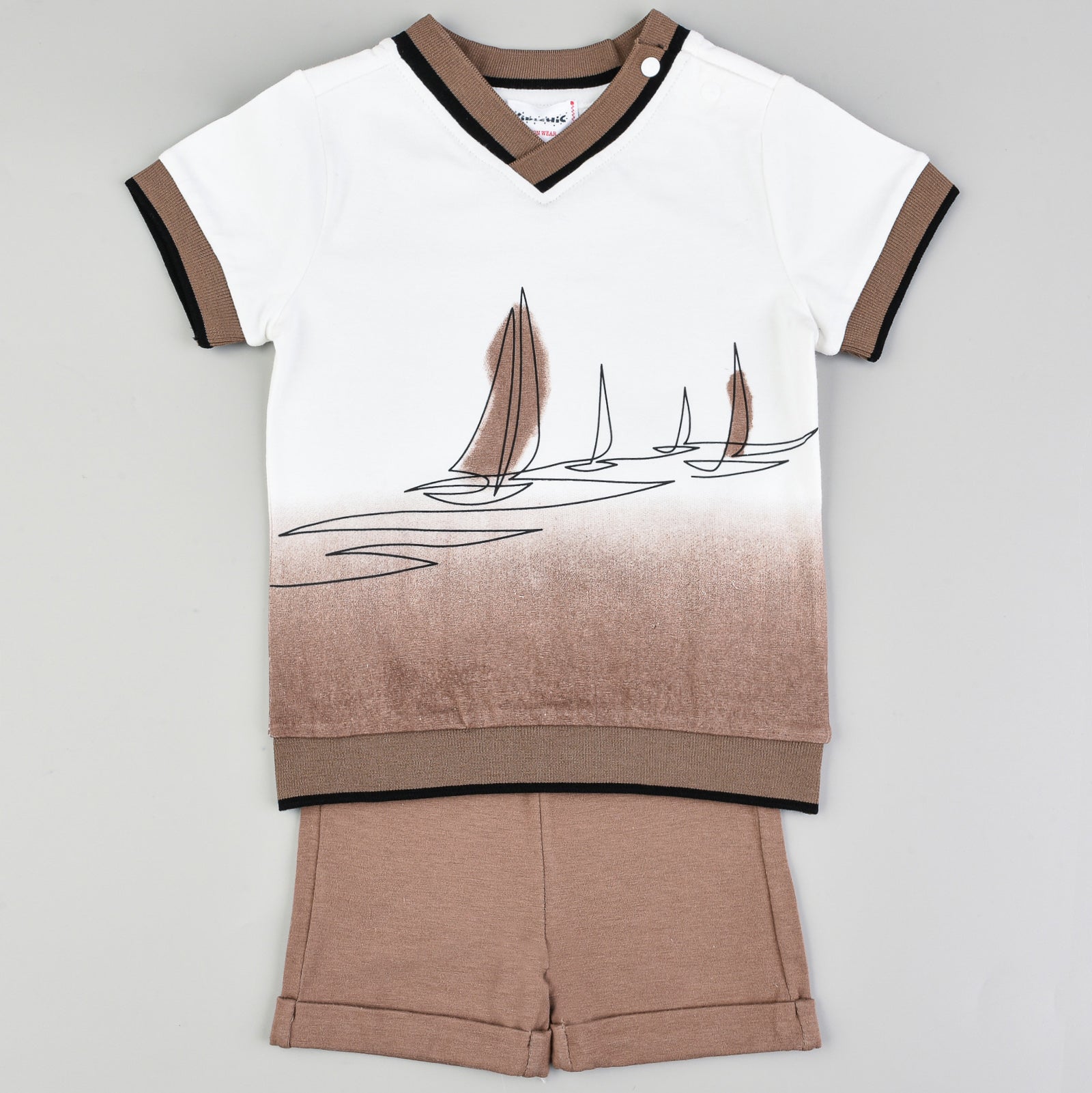 הדפס אוניות בנים סט  - חום 24-30