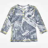 חולצת טי די עם פלטלוקים - DENIM 18