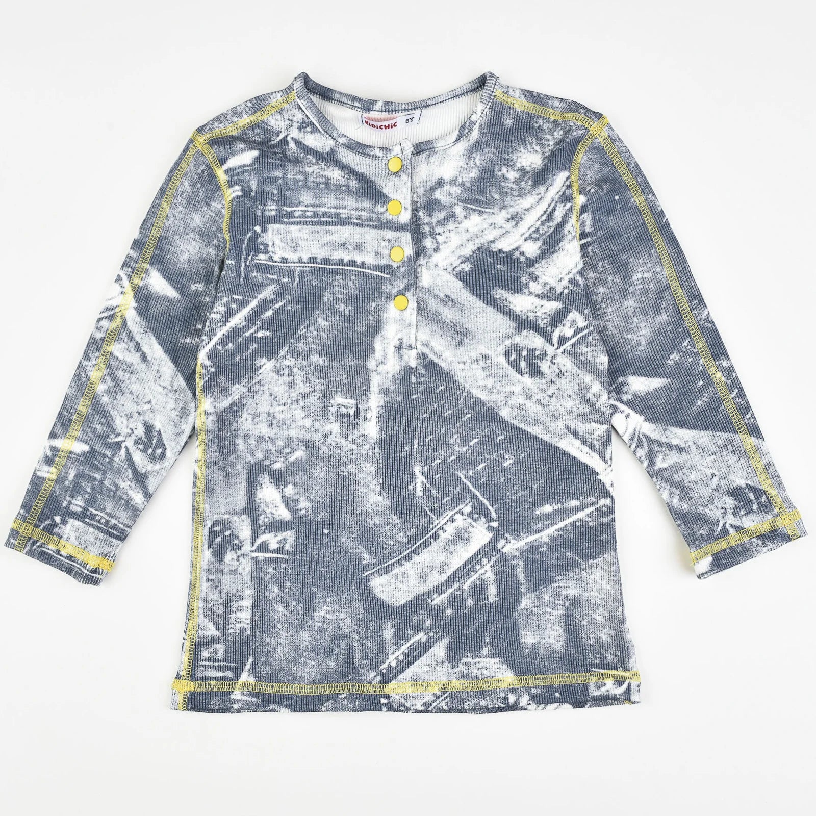 חולצת טי די עם פלטלוקים - DENIM 18