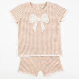 סט בייבי  סריג פפיון - ורוד 24-30