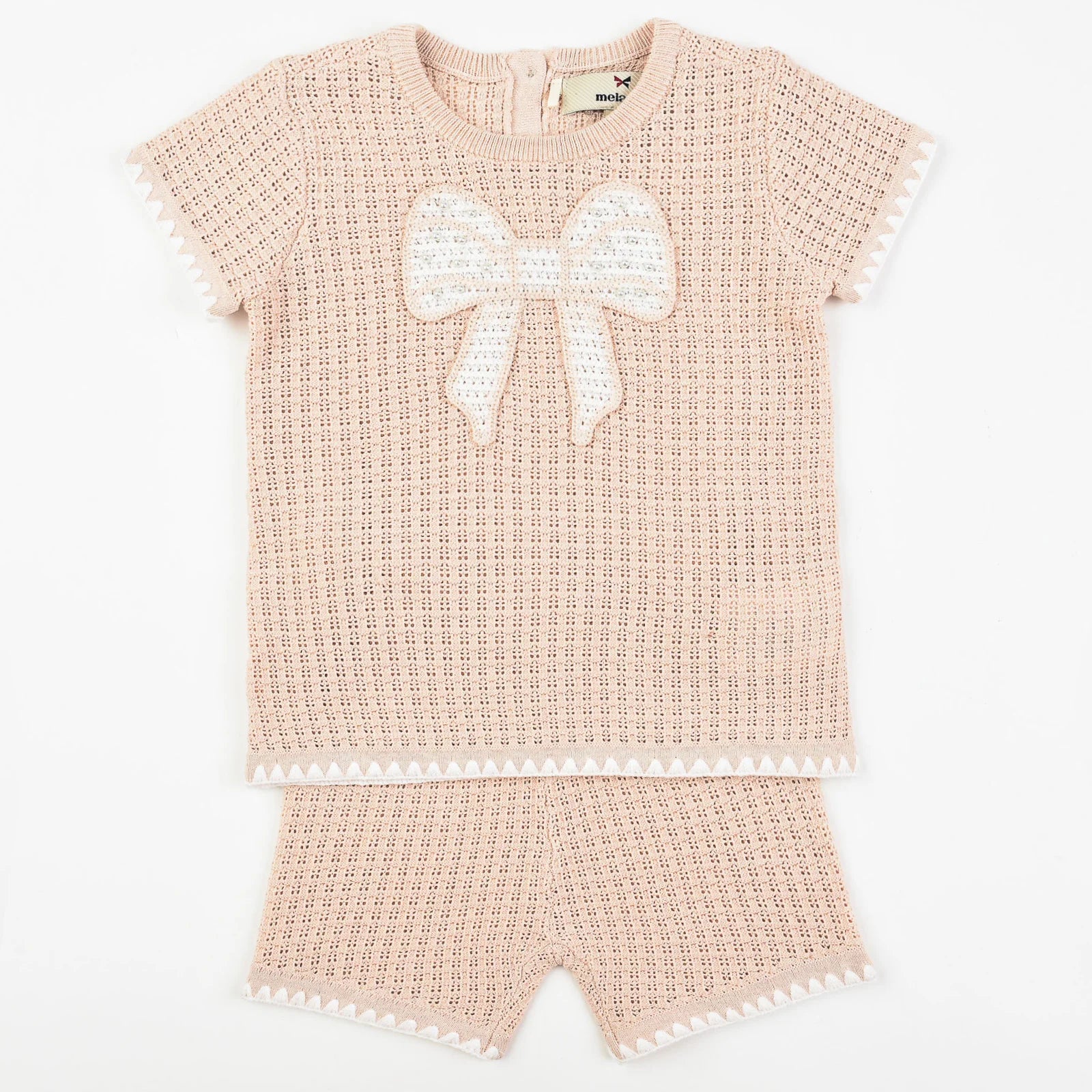 סט בייבי  סריג פפיון - ורוד 24-30