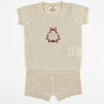 סט סריג לוגו בייבי - בז׳ 0-3