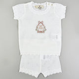 חליפת סריג סיומת תחרה - לבן