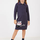 שמלת סריג עם רוכסן - נייבי