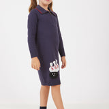 שמלת סריג עם רוכסן - נייבי