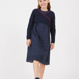 שמלה בשילוב סריג מעטפת - נייבי