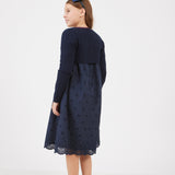 שמלה בשילוב סריג מעטפת - נייבי