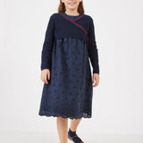 שמלה בשילוב סריג מעטפת - נייבי