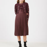 סט שמלה וקרדיגן פרחים - בורדו