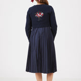 שמלת פליסה בשילוב סריג - נייבי