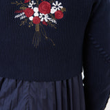 שמלת פליסה בשילוב סריג - נייבי