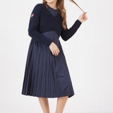 שמלת פליסה בשילוב סריג - נייבי