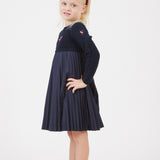 שמלת פליסה בשילוב סריג - נייבי