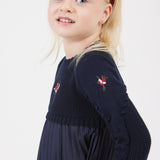 שמלת פליסה בשילוב סריג - נייבי