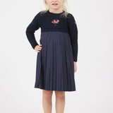 שמלת פליסה בשילוב סריג - נייבי