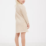 שמלת סריג עם רקמה פרחונית - אבן