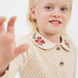 שמלת סריג עם רקמה פרחונית - אבן