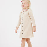 שמלת סריג עם רקמה פרחונית - אבן