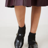 נעלי בובה בטקסטורת קרוקו - שחור