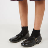 נעלי בובה בטקסטורת קרוקו - שחור