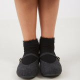 נעלי בובה בגימור צמר - אפור