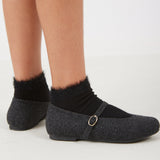 נעלי בובה בגימור צמר - אפור