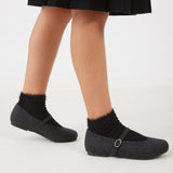 נעלי בובה בגימור צמר - אפור