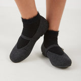 נעלי בובה בגימור צמר - אפור