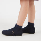 נעלי בובה בגימור צמר - נייבי