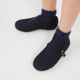 נעלי בובה בגימור צמר - נייבי