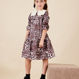 שמלת חברבורות עם צווארון סרוג - חום