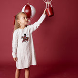 שמלת פולו סריג צמות - אבן