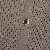 שמלת סריג עם רקמה פרחונית - חום