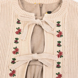 סט שמלה וקרדיגן פרחים - בז'