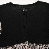 שמלת הדפס קטיפה בשילוב סריג - אבן