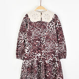 שמלת חברבורות עם צווארון סרוג - בורדו