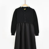 שמלה בשילוב קרדיגן כפתורים - שחור