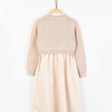 שמלה בשילוב קרדיגן כפתורים - שמנת