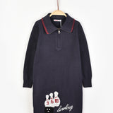 שמלת סריג עם רוכסן - נייבי