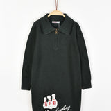 שמלת סריג עם רוכסן - ירוק