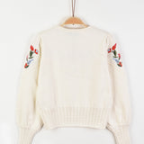 חולצת סריג עם רקמה - אבן