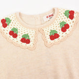 חולצת סריג עם צווארון סרוג - אבן