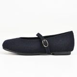 נעלי בובה בגימור צמר - נייבי