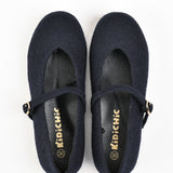 נעלי בובה בגימור צמר - נייבי